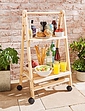 Wooden Folding Trolley Table - Pine