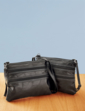 Cross Over Leather Bag - Black