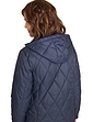 Diamond Quilt 42 Inch Detachable Hood Jacket - Navy