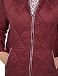 Diamond Quilt 42 Inch Detachable Hood Jacket - Wine