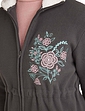Embroidered Polar Fleece Zip Jacket - Charcoal