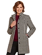 Houndstooth Funnel Neck Coat - Black And White