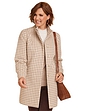 Houndstooth Funnel Neck Coat - Oatmeal