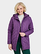 Quilted Detachable Hood Jacket - Damson