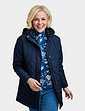 Quilted Detachable Hood Jacket - Navy