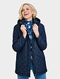 Quilted Detachable Hood Jacket - Navy