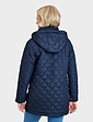 Quilted Detachable Hood Jacket - Navy