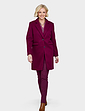 Two Button Plain Design Coat - Berry