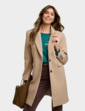 Two Button Plain Design Coat - Camel