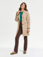 Two Button Plain Design Coat - Camel