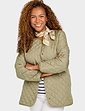 Diamond Quilted Collarless Jacket - Khaki