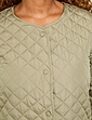 Diamond Quilted Collarless Jacket - Khaki