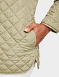 Diamond Quilted Collarless Jacket - Khaki