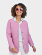 Diamond Quilted Collarless Jacket - Mauve
