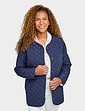 Diamond Quilted Collarless Jacket - Navy