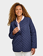 Diamond Quilted Collarless Jacket - Navy