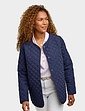 Diamond Quilted Collarless Jacket - Navy