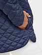 Diamond Quilted Collarless Jacket - Navy