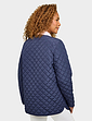 Diamond Quilted Collarless Jacket - Navy