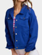 Stretch Cotton Western Style Jacket - Cobalt