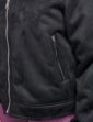 Bonded Zip Front Faux Shearling Jacket - Black