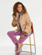Bonded Zip Front Faux Shearling Jacket - Natural