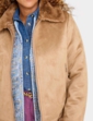 Bonded Zip Front Faux Shearling Jacket - Natural