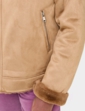Bonded Zip Front Faux Shearling Jacket - Natural