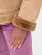 Bonded Zip Front Faux Shearling Jacket - Natural