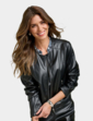 Faux Leather Zip Jacket - Black
