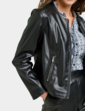 Faux Leather Zip Jacket - Black