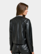 Faux Leather Zip Jacket - Black