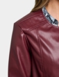 Faux Leather Zip Jacket - Burgundy