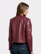 Faux Leather Zip Jacket - Burgundy