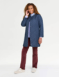 Longline Lightly Quilted Collarless Jacket - Navy