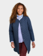 Longline Lightly Quilted Collarless Jacket - Navy