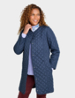 Longline Lightly Quilted Collarless Jacket - Navy