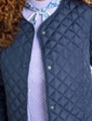 Longline Lightly Quilted Collarless Jacket - Navy