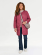 Longline Lightly Quilted Collarless Jacket - Wine
