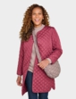 Longline Lightly Quilted Collarless Jacket - Wine
