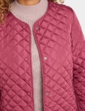 Longline Lightly Quilted Collarless Jacket - Wine
