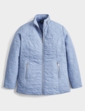 Mock Quilt Concealed Hood Zip Jacket - Blue