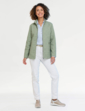 Mock Quilt Concealed Hood Zip Jacket - Soft Green