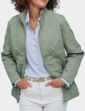 Mock Quilt Concealed Hood Zip Jacket - Soft Green