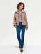 Teddy Fleece Jacket with Faux Leather Trim - Natural