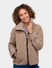 Teddy Fleece Jacket with Faux Leather Trim - Natural