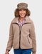 Teddy Fleece Jacket with Faux Leather Trim - Natural