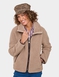 Teddy Fleece Jacket with Faux Leather Trim - Natural