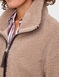 Teddy Fleece Jacket with Faux Leather Trim - Natural