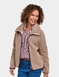 Teddy Fleece Jacket with Faux Leather Trim - Natural